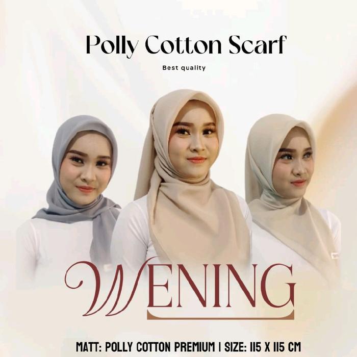Wening Polly Cotton Scarf Plain Square - Kualitas Terbaik Bahan Polly Cotton Premium Ukuran 115 x 11