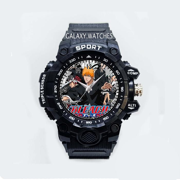 Jam Tangan Anak Sport Hitam Anti Air Karakter Bleach
