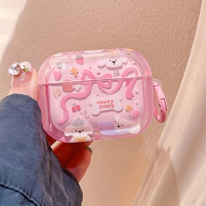 Casing AirPods Fashion Pink Bow Bluetooth Earphone Case Compatible For AirPods 1 2 3 4 Pro 2 Transpa