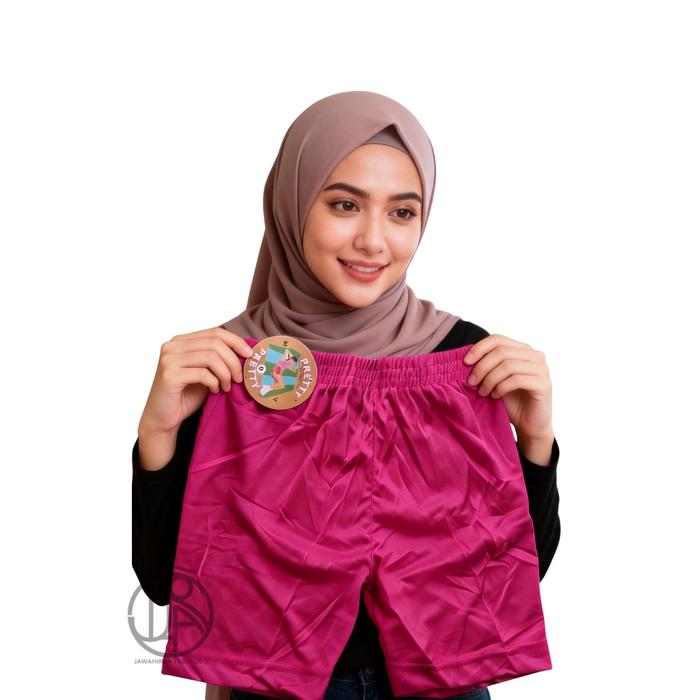 3Pcs Celana Short Wanita Dewasa Legging Pendek Strit Jumbo Santai Bahan Licin dengan Karet Pinggang 