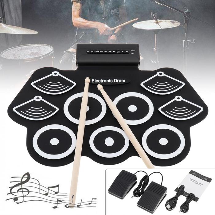 Electronic Drums 9 Pads Electronic Drum Roll upThicken Silicone Drum