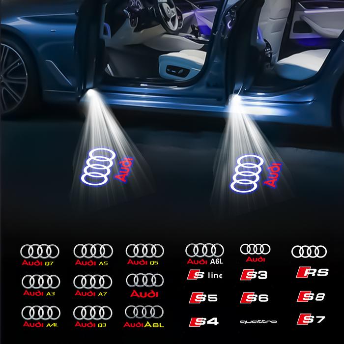 2pcs Car LED Door Welcome Lights for AUDI SLINE QUATTRO S3 S4 S5 S6 S7 S8 RS A3 A5 A7 A4L A8L Q3 Q5 
