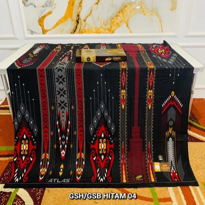 Sarung Atlas Idaman Kembang Harmoni 555 Motif BHS SGE JLC no 1 Hitam Halus Sarung Pria Dewasa Remaja