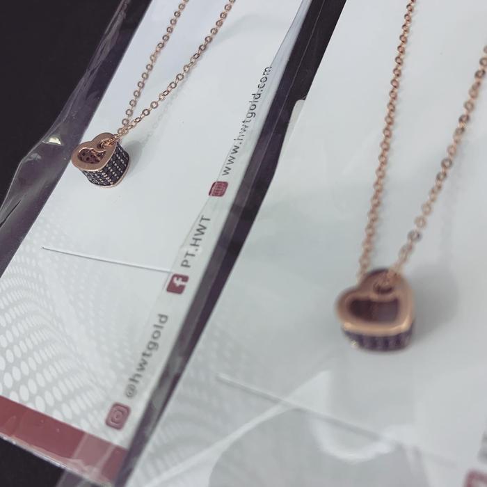 HWT GOLD KALUNG EMAS LOVE BLACK ROSEGOLD KADAR 750