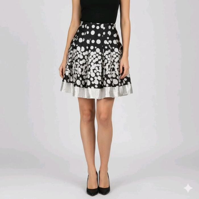 Rok wanita satin polkadot putih totol Korea PL