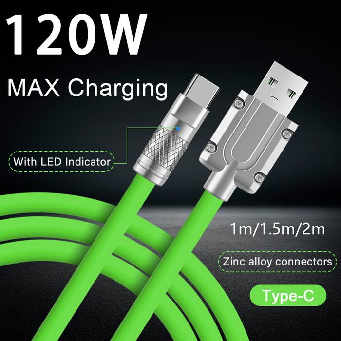 120W 6A Super Fast Charging Type-C Liquid Silicone Data Cable For Xiaomi Huawei Samsung OD6.0 Thicke