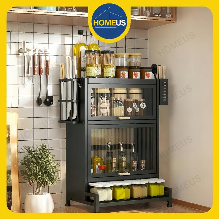Homeus Rak dapur rak garam bumbu toples kotak penyimpanan bumbu multi-fungsi rak bumbu