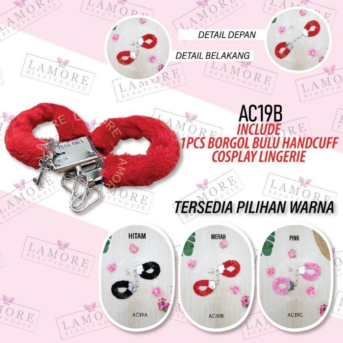 Aksesoris Lingerie Borgol Bulu Cinta Handcuff Lingerie Merah AC19B