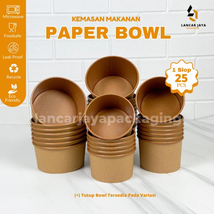Safitiri Paper Bowl Mangkok Kertas Nasi Kraft Coklat Foodgrade 360 500 650 800 Ml