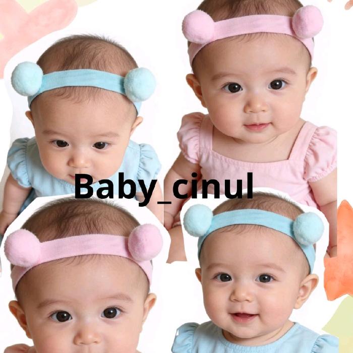 2 pcs Bandana pompom bayi new born sampe 3 tahun bando pompom lucu karet elastis bandu anak lokal hi