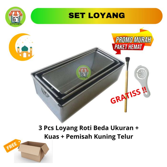 LOYANG BROWNIES 1SET 3 LOYANG,GRATIS KUAS DAN SARINGAN TELUR
