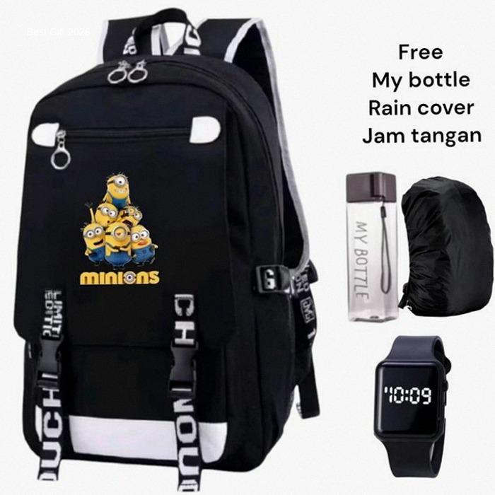 Tas ransel minions Tas sekolah anak Tas ransel anak karakter Tas ransel Minion Tas ransel warna hita
