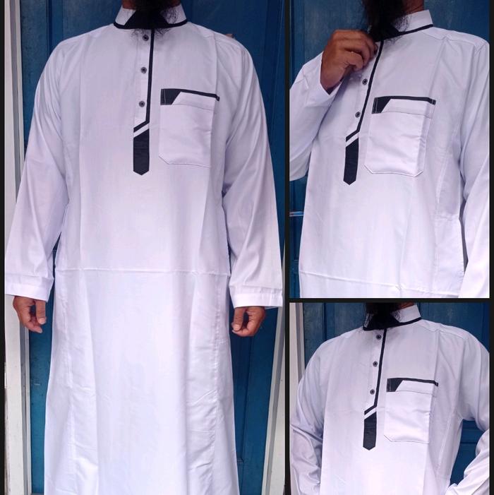 Gamis Jubah Kombinasi Warna Pria Dewasa Lengan Panjang Pecah Pola (Suja) Model Haramain