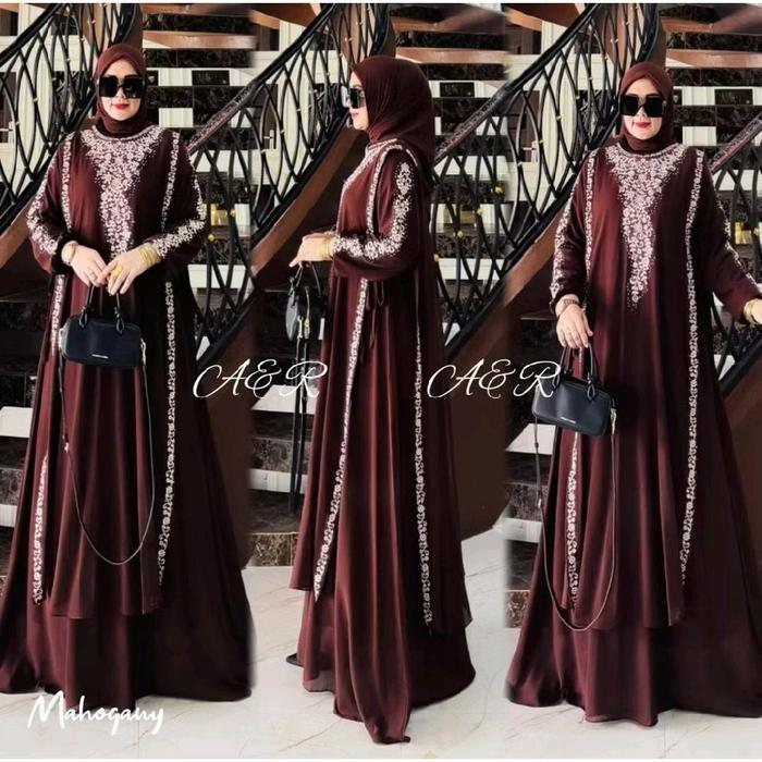 ZIFA FASHION || COD || DEWI DRESS SET HIJAB SEGI4 || GAMIS SET CRUTY BORDIR AKSEN PAYET TABUR MEWAH 