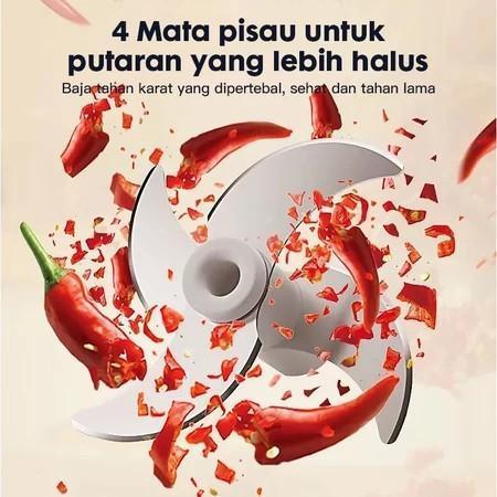 Chopper Mini Listrik Portabel Kapasitas 300ml 4 Mata Tajam Penggiling Ba ng Putih Multi a Alat Pengh
