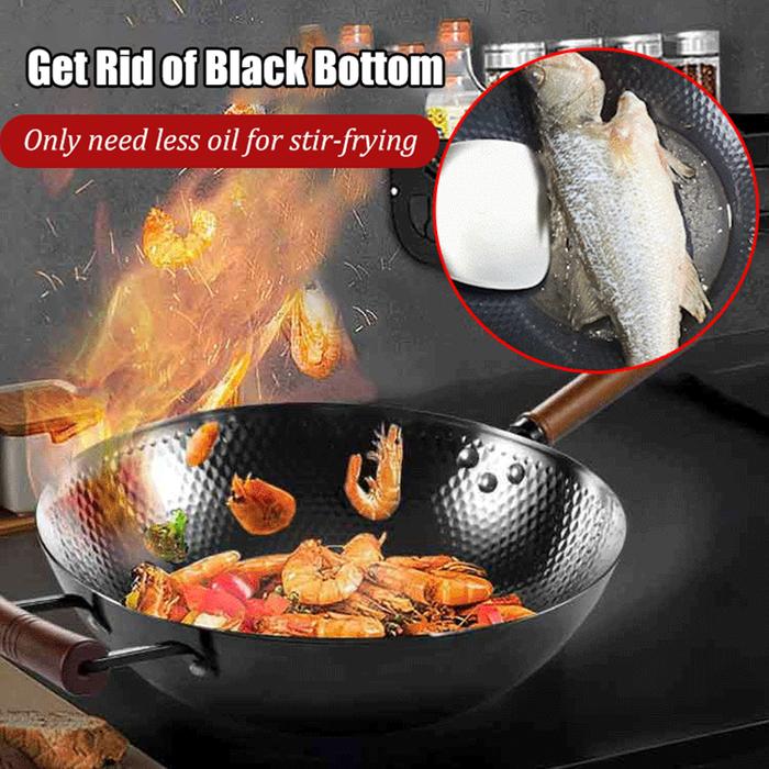 Kitchen Non-Stick Wok Thick Honeycomb Iron Wok Large-Capacity Wok