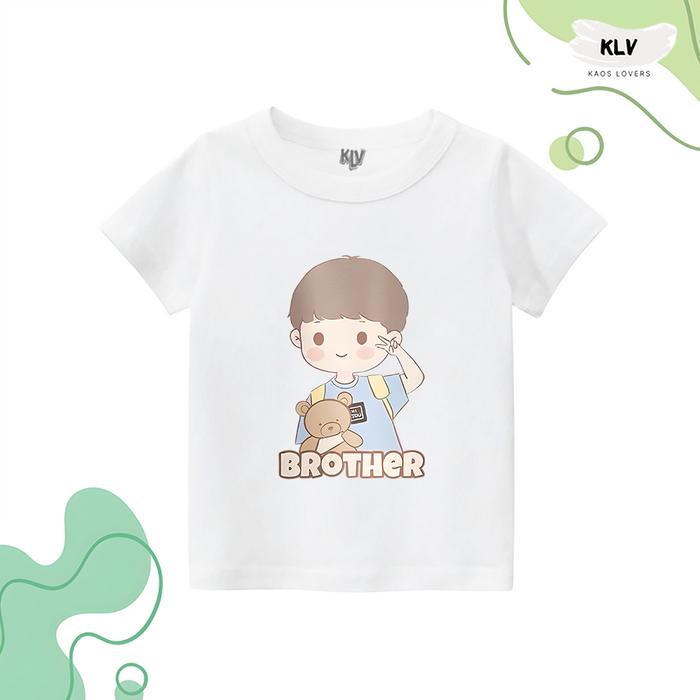 Kaos Anak Unisex Gambar Bear Brother Distro 30s Sablon 7-8 Tahun White