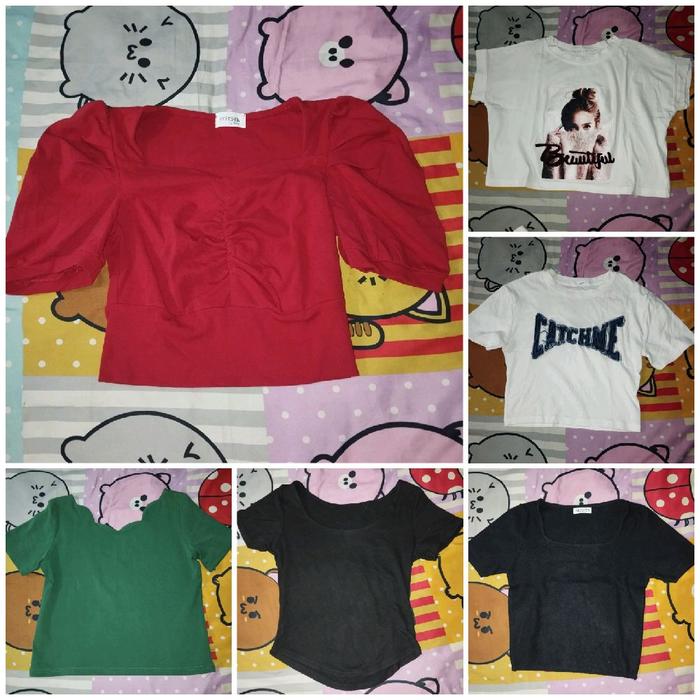 Atasan wanita Baju Crop T import (Preloved )