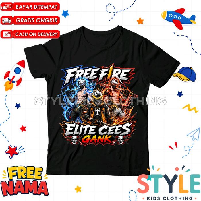 Kaos Anak Gambar Karakter Pedang Katana Samurai Free Fire Elite Cees Gank Gratis Nama / Baju T-shirt