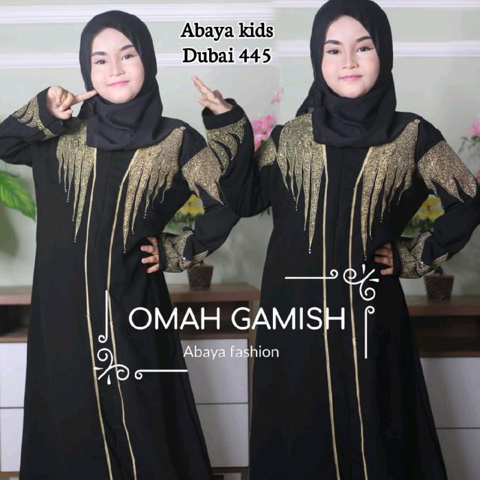 ABAYA Dubai 445 KIDS / Cacing .. Free Pasmina Bordir by anugerah berkah abaya