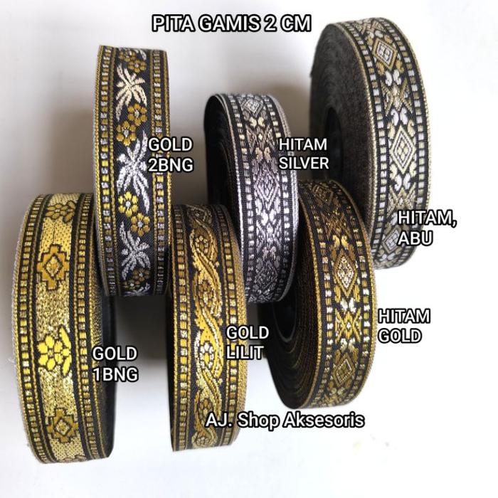 PITA  RENDA GAMIS LEBAR 2 CM ,3 CM PER ROLL ISI 15 METER