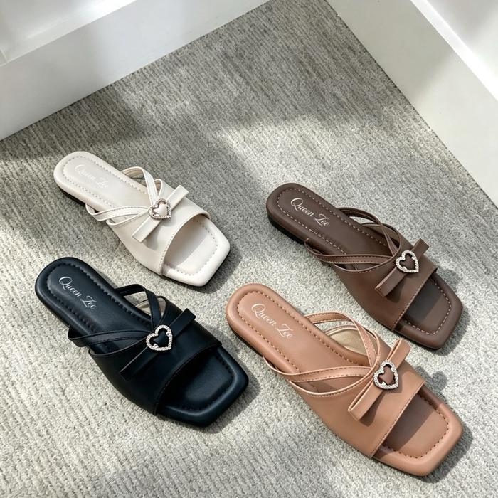 Queen Zee Sandal Teplek Wanita Kekinian Elegan Modern Stylish