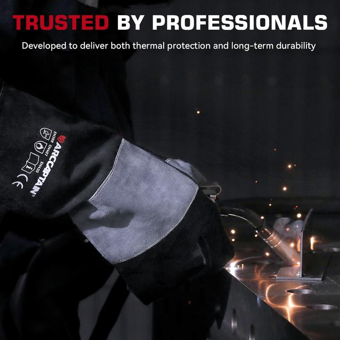 ARCCAPTAIN 16Inch Leather Welding Glove Multifunctional Works Heat Resistant Mig/MMA/Tig Welder/Gril