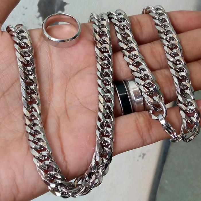 Kalung Rantai Titanium Silver 100% Original (bonus cincin cantik)