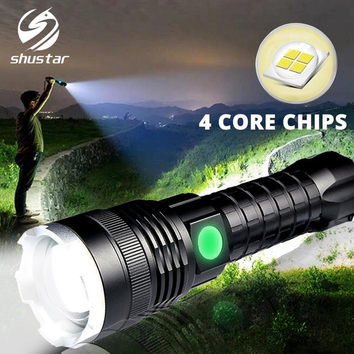 Senter LED Super Kuat XHP50 Senter Taktis Dapat Diperbesar Lampu