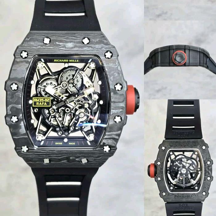 JAM TANGAN PRIA RM 35-02 RAFA LIMITTED EDITION RED CARBON AUTOMATIC SWISS ETA