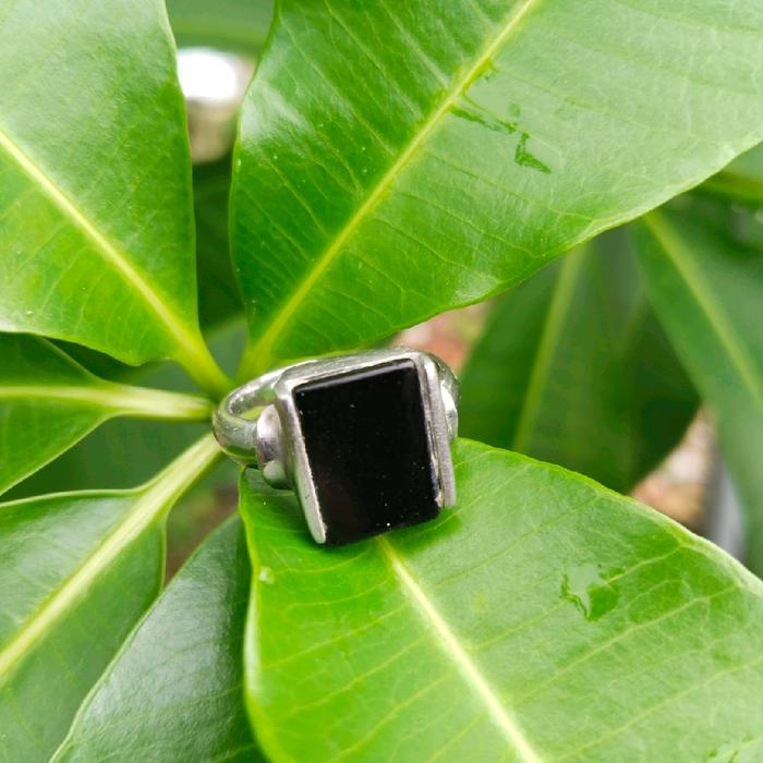 cincin black obsidian emban titanium Rings
