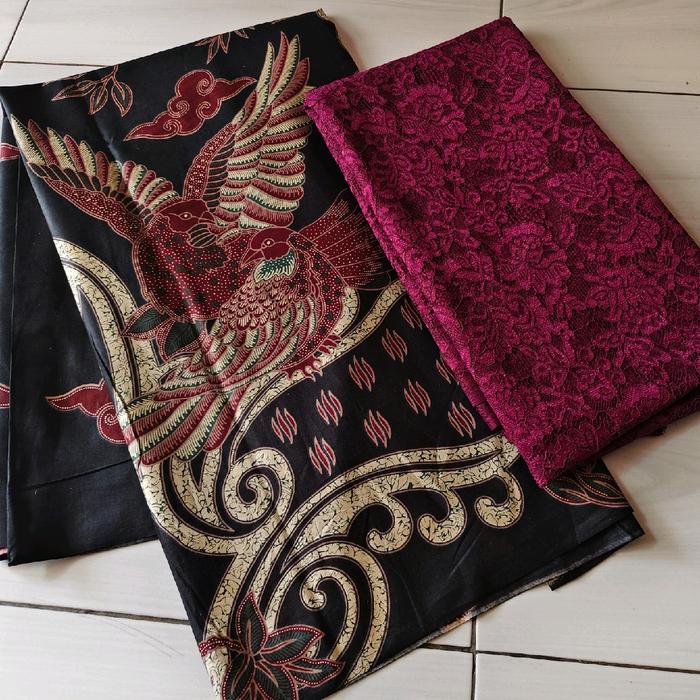 Kain Batik Set Brokat seragam Bridesmaids burgundy