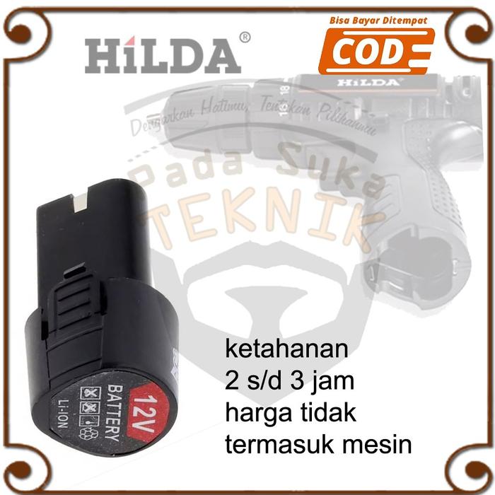 HILDA 12V Batere Cadangan Alat Listrik Mesin Bor/Obeng Batere Baterai Lithium-Ion Li-Ion