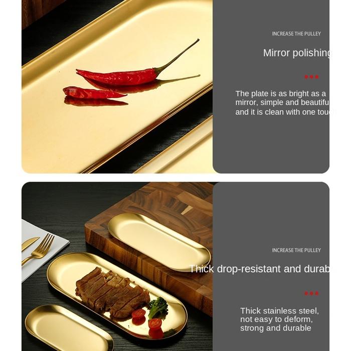 Piring Oval Gold Nampan Oval Gold Snack Tray Plate Tray Stainless Steel