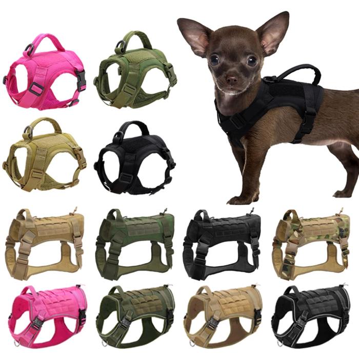 Small Dog Cat Tactical Military Harness Pet Puppy Vest Harness Bungee