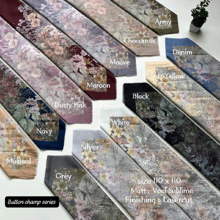 Hijab Button Jilbab segiempat motif button logo besi