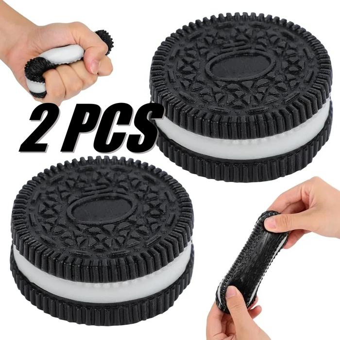 2PCS/1PC Silicone Biscuit Stress Relief Squishy Toys Fidget Pinching Squeeze Toy for Children Adults