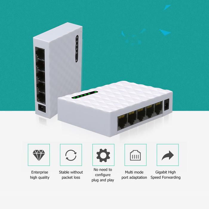 5 Port Gigabit Network Switch 1000Mbps RJ45 LAN Desktop Fast Ethernet