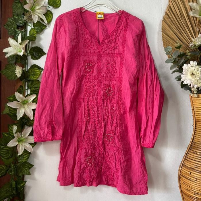Tunik Pink Bordir Fuschia