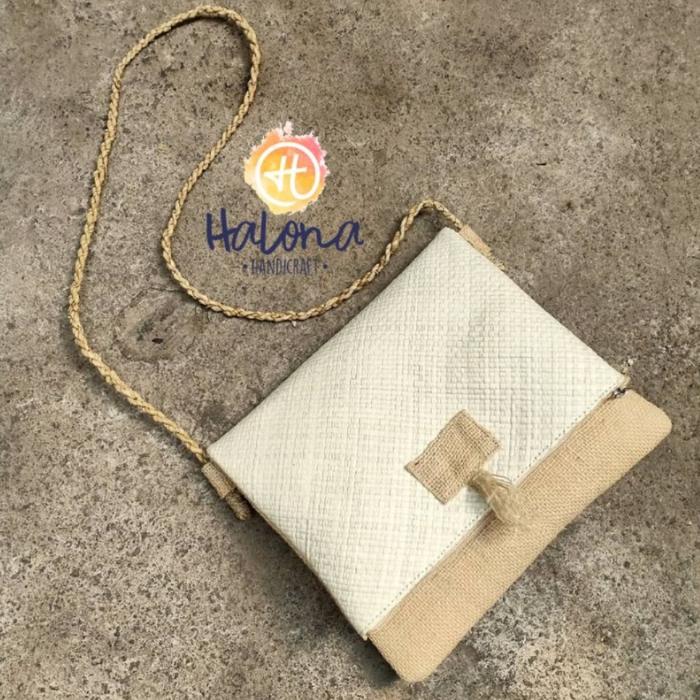 Tas Selempang wanita anyaman pandan etnik kain goni tas lipat unik slingbag aesthetic