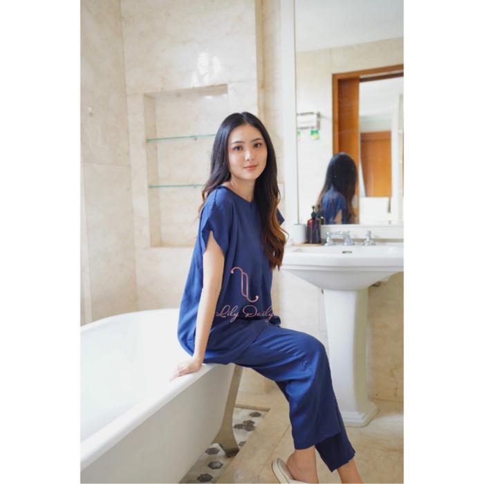 Ready.. One Set Rayon Twill Polos Kekinian Setcel Setelan Wanita Lengan Pendek Celana Panjang
