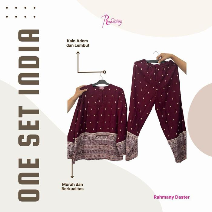 One Set India Wanita Setelan Rayon Linen