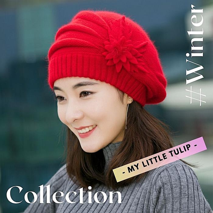PROMO!!! Topi Wanita Musim Dingin Hangat Topi Ibu Velvet Topi Bulu Wool Cantik / Topi Nenek / Topi W