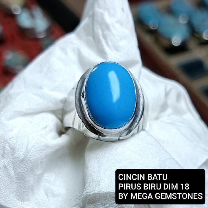 CINCIN BATU PIRUS BIRU PANCI RING MONEL
