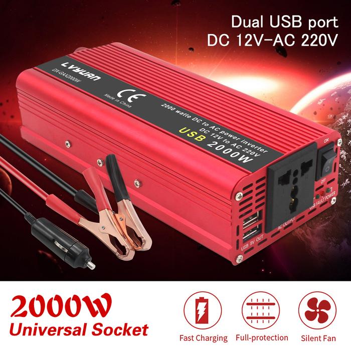 1500W/2000W/2600W Car Inverter DC 12V/24V to AC 220V Power Inverter