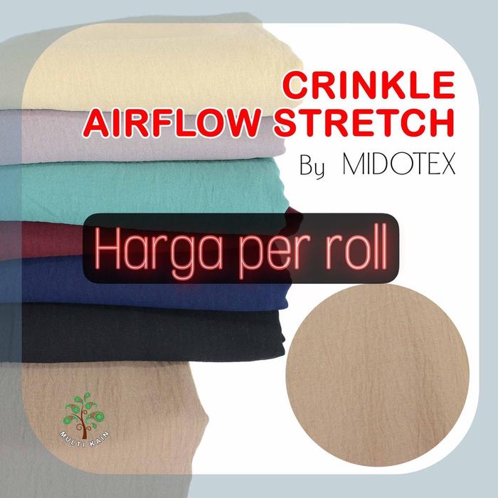 Zimraan-1 Multi Kain Crinkle Cey Airflow Air Flow Stretch Midotex Roll An Isi 50 Yard