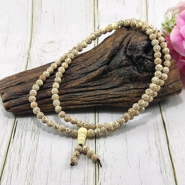 TASBIH BUDDHIST 108 BIJI BODHI PUTIH D06