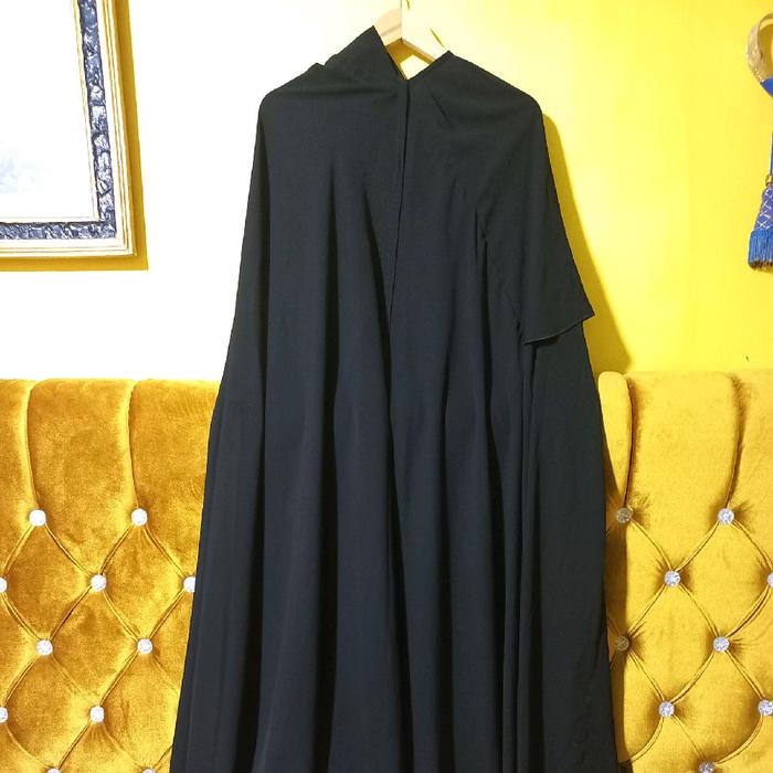 Jilbab Safar Jetblack Wolfis Premium (PRELOVED jarang pakai) Muslimah Instan Syari Khimar Kerudung H