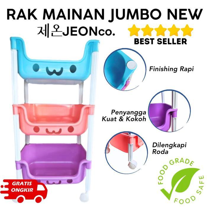 Rak Mainan Anak Buku Sepatu Boneka Bumbu Baju 3 tingkat kosmetik serbaguna Rack Troley lucu