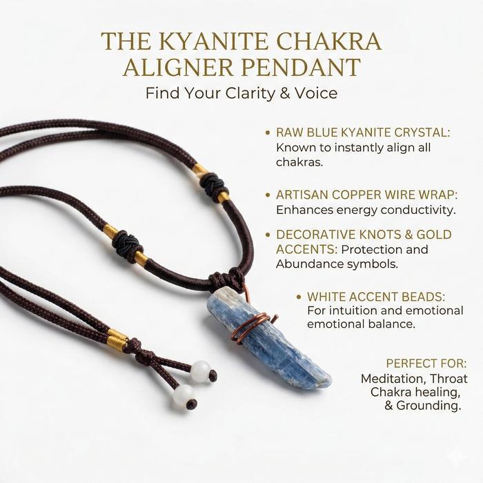 Kalung Batu Kristal Kyanite Asli Original Healing Chakra Pendant